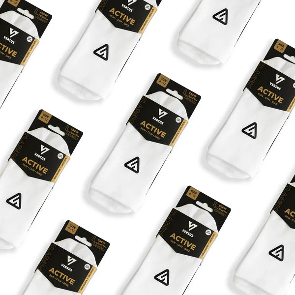 Classic White Active Crew Tab Socks VERSUS