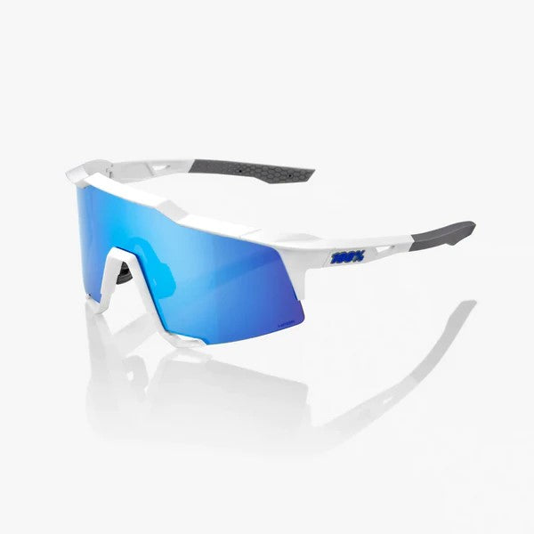 100% - Speedcraft Matte White HiPER Blue Multilayer Mirror Lens